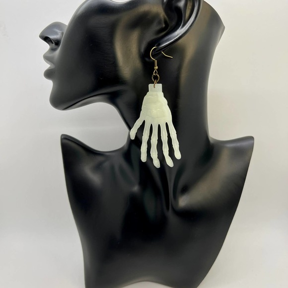 Skeleton Earrings - Glow In The Dark Skeleton Hand Earrings - Halloween Earrings - Picture 10 of 10